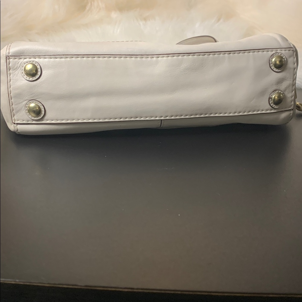 COACH Peyton Carryall Leather Satchel (EUC) Bone/ Gold - Picture 15 of 17
